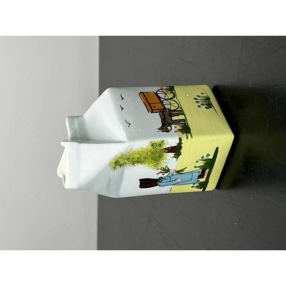 Vintage Handmade Linda Davis 1983 Ceramic Milk Carton